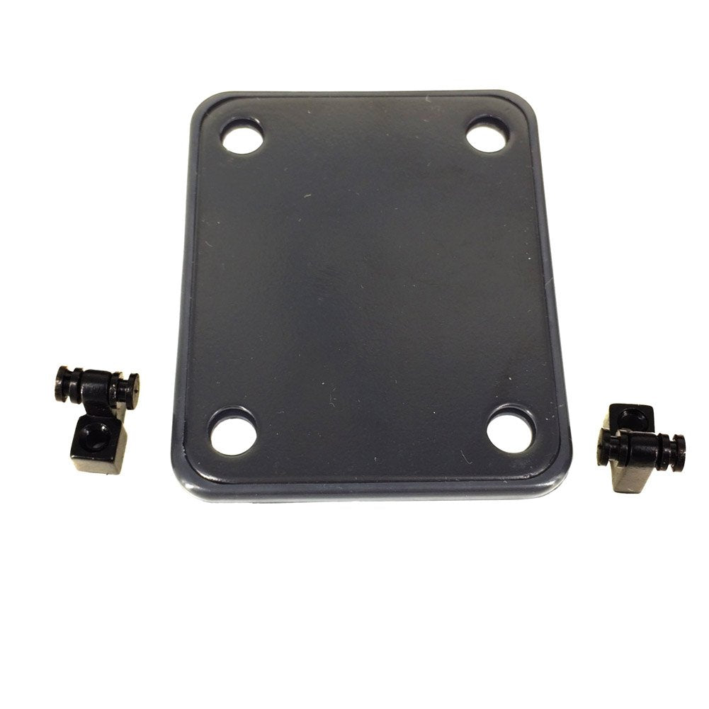 Greenten Black 4 Bolt Neck Plate Plain,Roller String Trees String Tree Guide Retainer With Screws For Fd Strat Tele Basses Repla